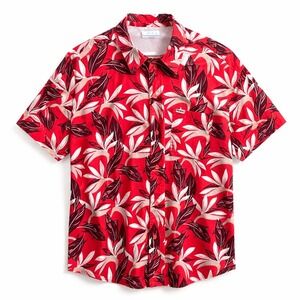 Columbia PFG Mens XL Red Tropical Fish Print Short Sleeve Fishing Shirt FM7011